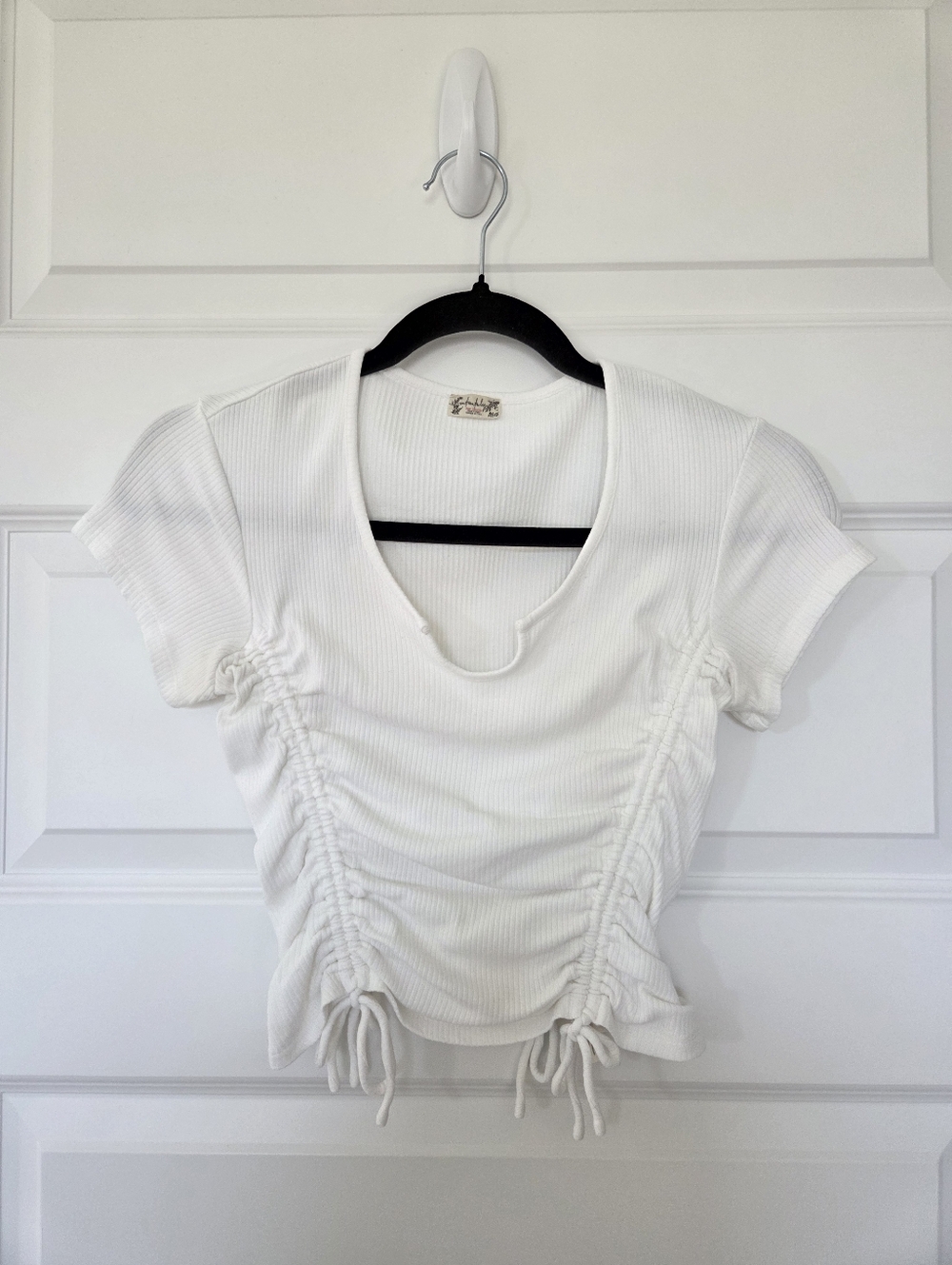 Free People Intimately Ribbed Tie Front Ruched Crop Top